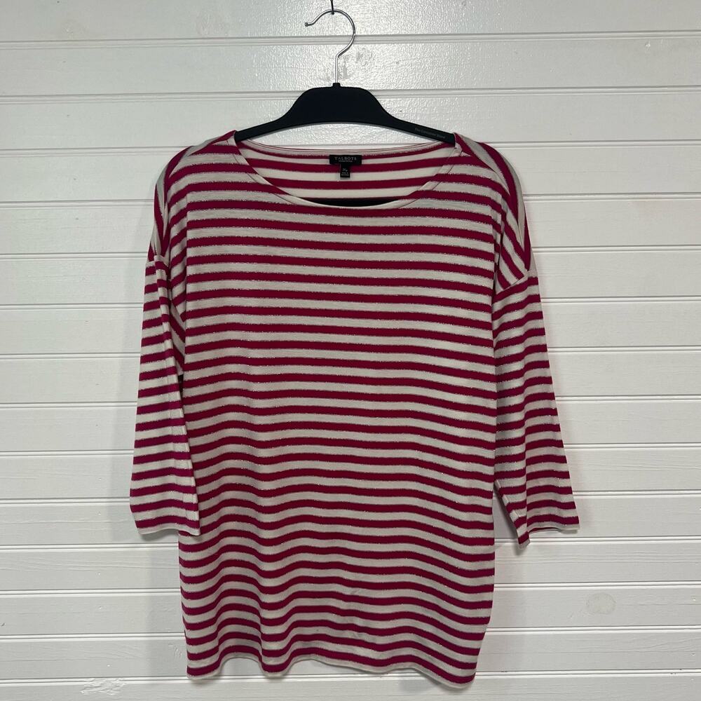Talbots Plus Size 1XP Petite Lyocell Tencel Top‎ Striped Shimmer Drop Shoulder
